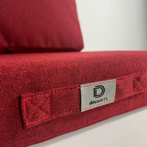 Ensemble Coussins Salon Jardin 100x50 Rouge Bordeaux - vue latérale