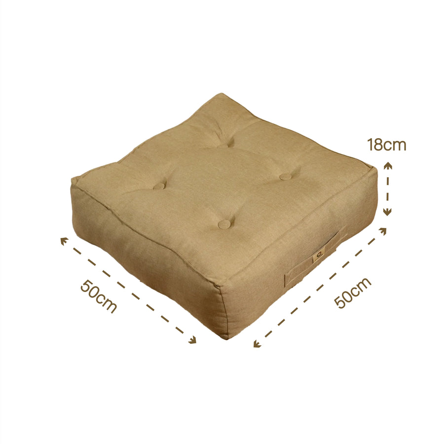Set di 2 Cuscini da Pavimento Effetto Lino 50x50 Beige, per interno ed esterno