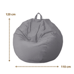 Pouf poire XL d'intérieur en tissu velours - 110x120 cm - Gris clair - Deco-arts.fr