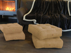 Set di 2 cuscini da pavimento effetto lino 40 x 40 x 12 cm - beige