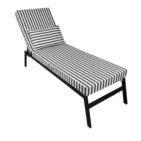 Cuscino per lettino prendisole premium con cuscino - Righe Grigio Scuro