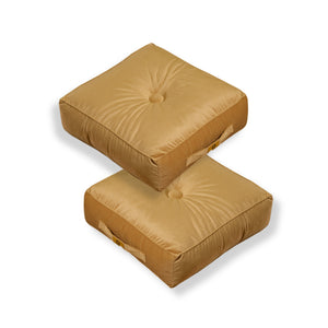 Set di 2 Pouf in Velluto 40x40 Beige - Spesso 14cm (Cuscino da Pavimento per Interni)