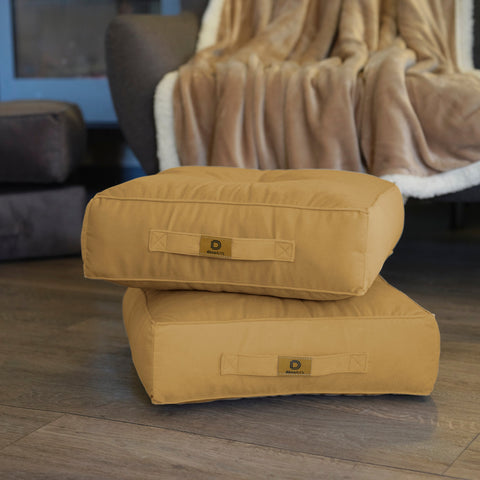 Set di 2 cuscini da pavimento in velluto 40 x 40 x 14 cm set di 2 - beige