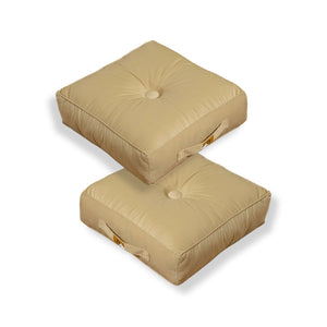Set di 2 Pouf in Velluto 40x40 Crema - Spesso 14cm (Cuscino da Pavimento per Interni)