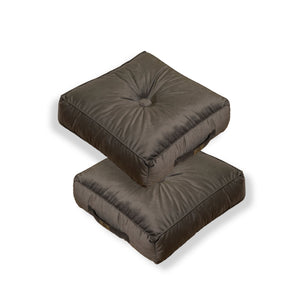 Set di 2 Pouf in Velluto 40x40 Grigio Scuro - Spesso 14cm (Cuscino da Pavimento per Interni)