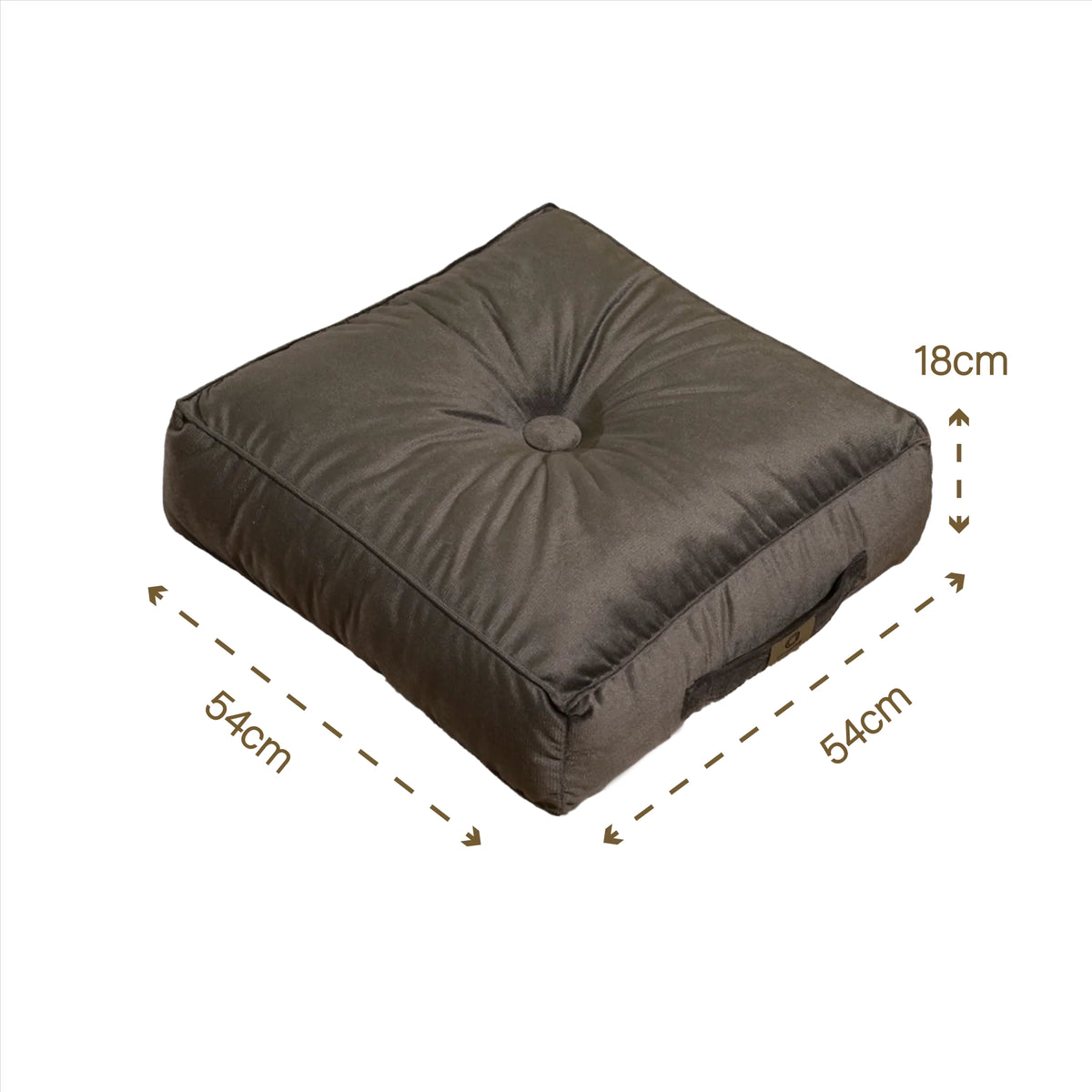 Set di 2 Pouf in Velluto XL 54x54 Grigio Scuro - Spesso 18cm (Gran Comfort) – schema con le misure