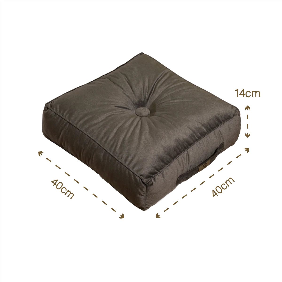 Set di 2 Pouf in Velluto 40x40 Grigio Scuro - Spesso 14cm (Cuscino da Pavimento per Interni) – schema con le misure