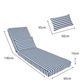 Matelas Transat Premium 190x60 Rayure Bleu Marine - Épais 10cm & Têtière (Déhoussable)