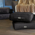 Set di 2 Pouf in Velluto 40x40 Grigio Scuro - Spesso 14cm (Cuscino da Pavimento per Interni)