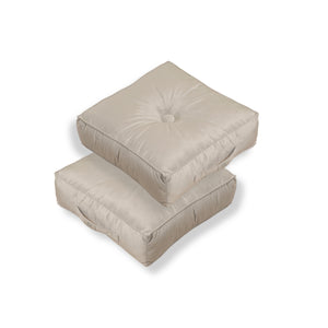 Set di 2 Pouf in Velluto 40x40 Grigio Chiaro - Spesso 14cm (Cuscino da Pavimento per Interni)