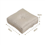 Deux poufs en velours gris clair de 40x40 cm, épais de 14 cm, pour décoration intérieure, par Deco-arts.fr