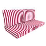 Ensemble de coussins pour salon jardin 100x50 cm, rayures rouges, pour fauteuils et canapés, en tissu premium 270g.