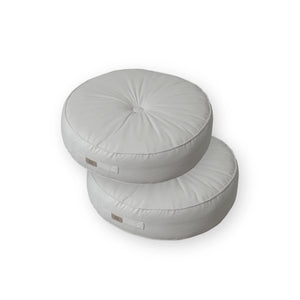 Set di 2 Pouf Rotondi in Velluto Ø50 Grigio Chiaro - (Design Morbido & Maniglia)