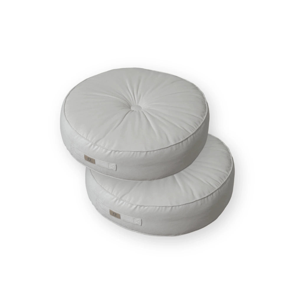 Set di 2 Pouf Rotondi in Velluto XL Ø60 Grigio Chiaro, tessuto in velluto