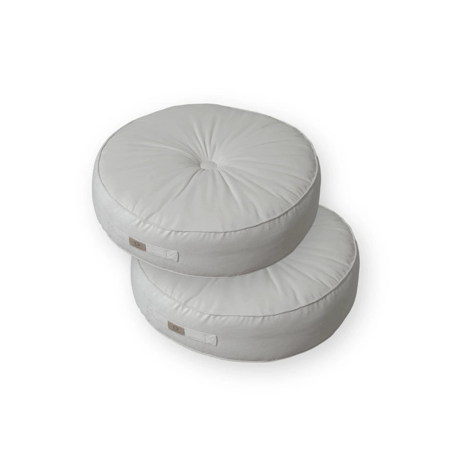 Set di 2 Pouf Rotondi in Velluto XL Ø60 Grigio Chiaro, tessuto in velluto