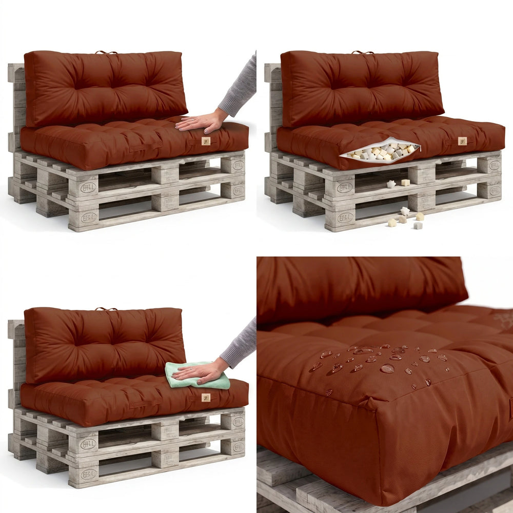 Set Cuscini Pallet 120x80 Terracotta, impermeabile