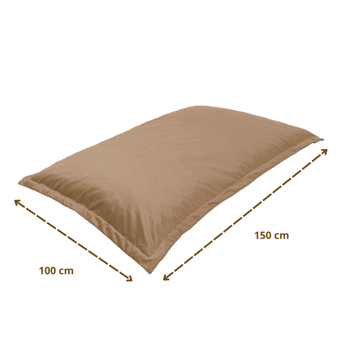 Pouf Cuscino Gigante XL 150x100 Beige - Velluto e Schiuma (Lusso e Comfort) – schema con le misure