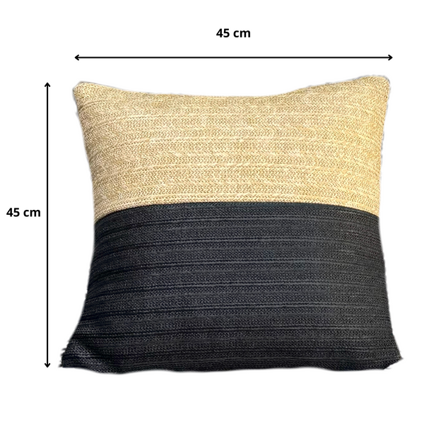 Housse de coussin effet raphia - Bi-colore - Carré - 45x45cm - Deco-arts.fr