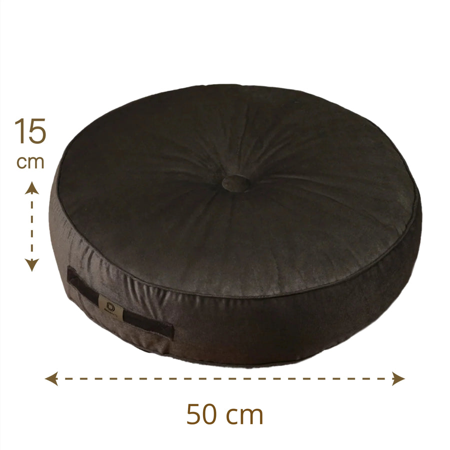 Set di 2 Pouf Rotondi in Velluto Ø50 Grigio Scuro – foto 5