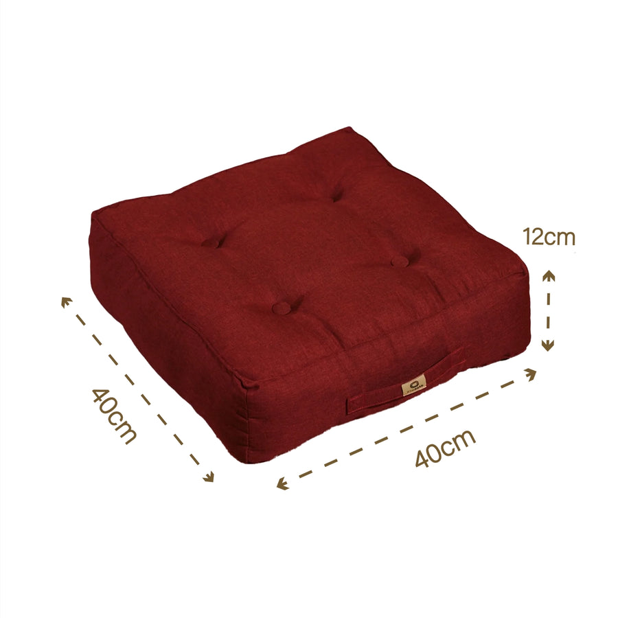 Set di 2 Cuscini da Pavimento Effetto Lino 40x40 Rosso, per interno ed esterno