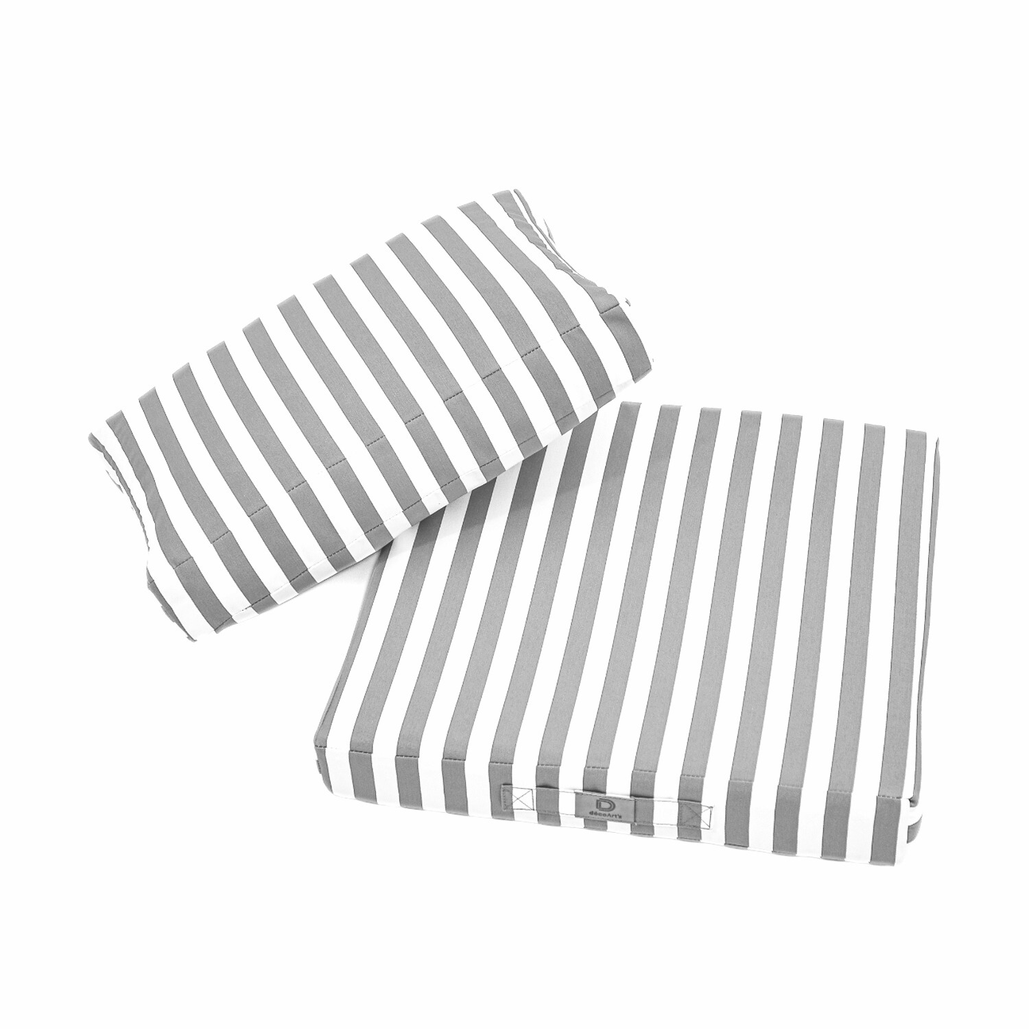 Coussins pour salon de jardin déhoussable 60x60cm - Rayure gris clair - Déco Arts