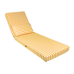 Materassino Sdraio Premium 190x60 Riga Gialla - Spesso 10cm & Poggiatesta (Sfoderabile)