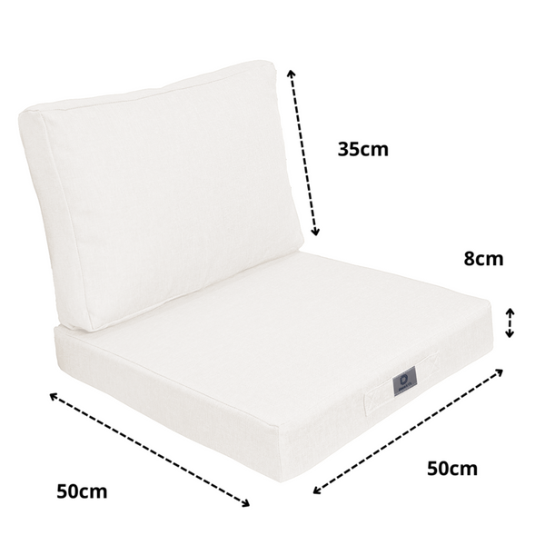 Ensemble de deux coussins pour fauteuils et canapés, blanc cassé effet lin, déhoussables, 50x50 cm, Deco-arts.fr