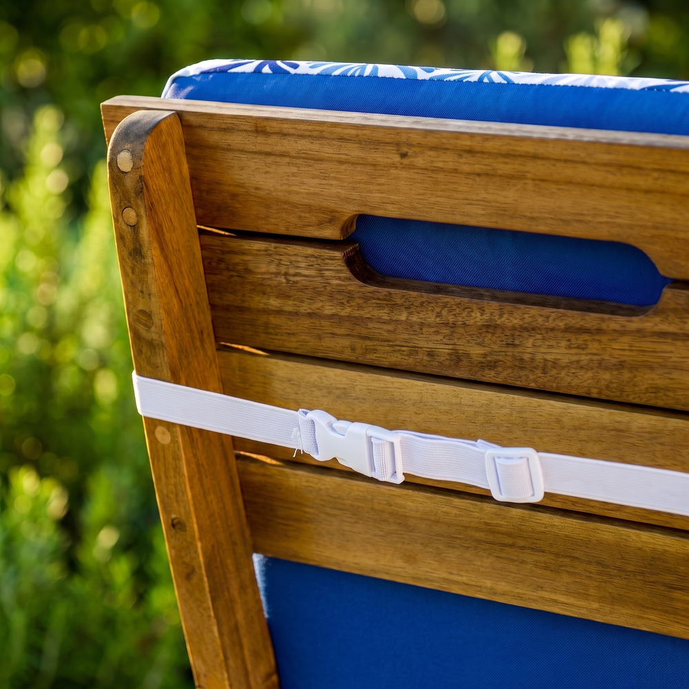 Cuscino per sedia schienale alto, Motivo Nautico Blu – cinghia regolabile con fibbia sul retro