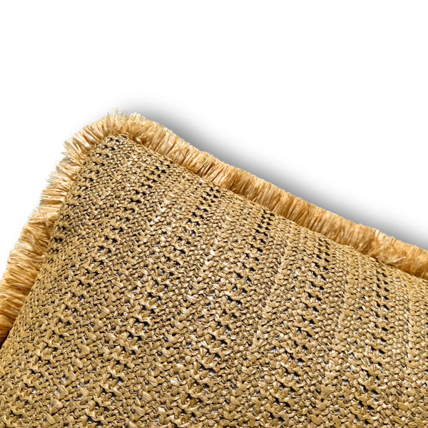 Coussin Déco Effet Raphia 30x50 "Uni" - vue latérale