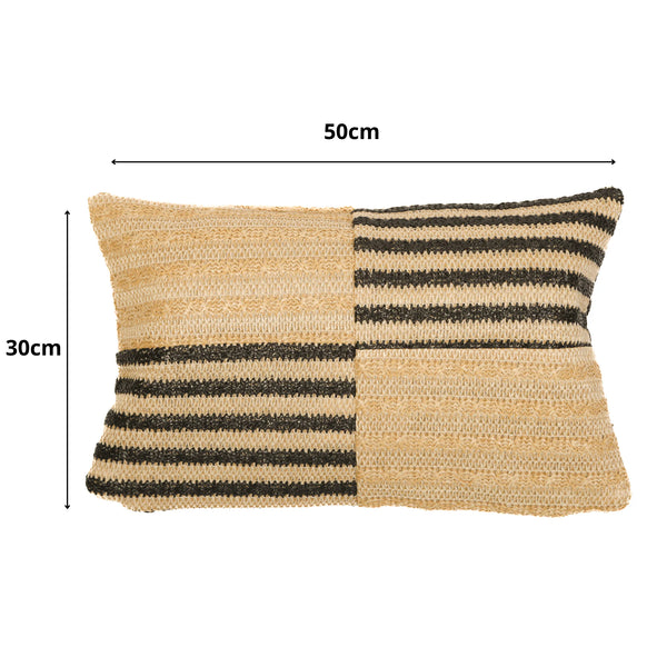 Housse de Coussin Effet Raphia Rayures 30x50 - vue latérale