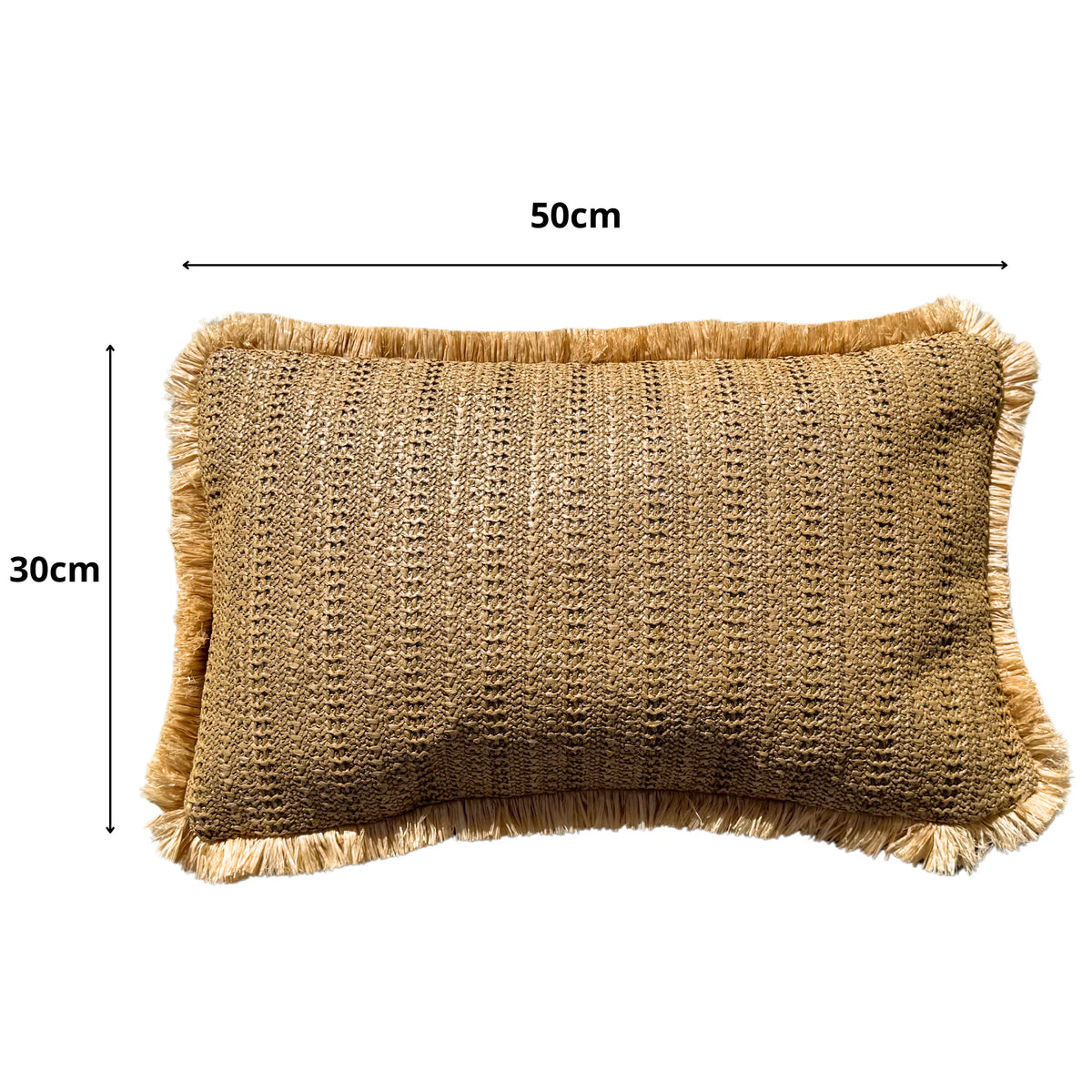 Fodera Cuscino Effetto Rafia Tinta Unita 30x50 - (Housse Seule - Stile Bohème) – schema con le misure