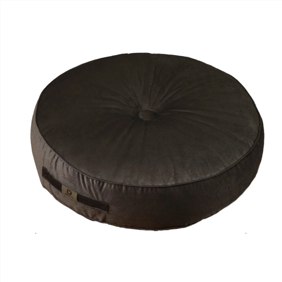 Set di 2 Pouf Rotondi in Velluto XL Ø60 Grigio Scuro – foto 3