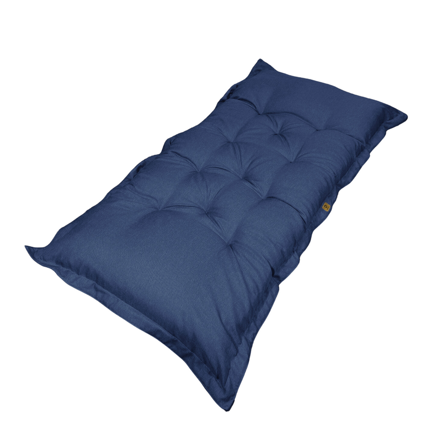 Futon da Pavimento XXL Effetto Lino 195x100 Blu Indaco, spessore 15 cm