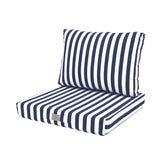 Coussins pour salon de jardin déhoussable 50x50cm - Rayure bleu marine - Déco Arts