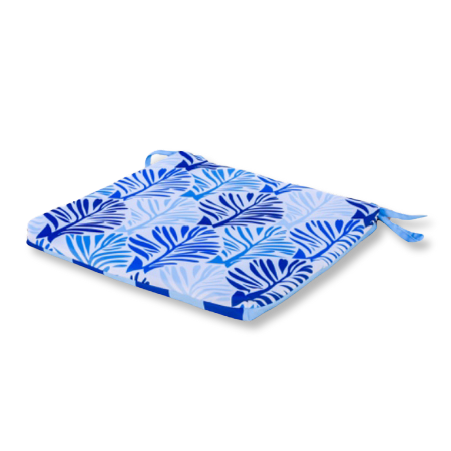 Set di 4 Cuscini per Sedia 35x35 Motivo Fogliame Blu, spessore 3 cm