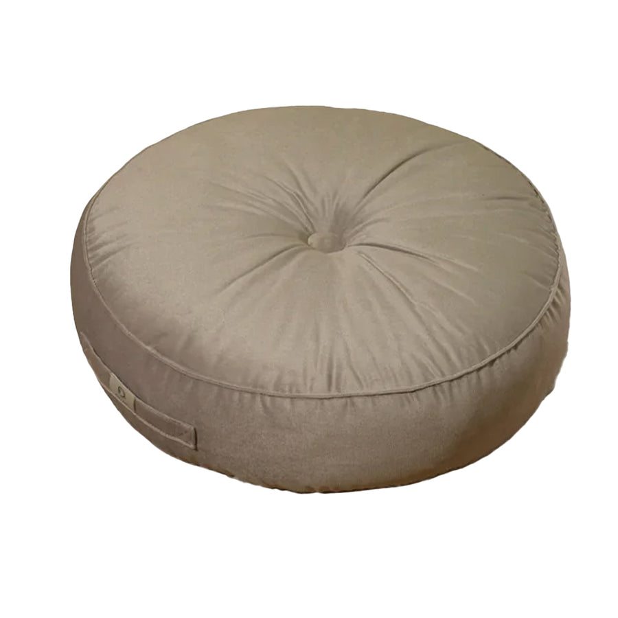 Set di 2 Pouf Rotondi in Velluto Ø50 Grigio Chiaro, certificato OEKO-TEX