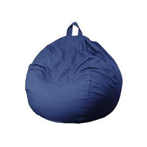 Pouf poire XL d'intérieur en tissu effet lin - 110x120 cm - Blu indigo 