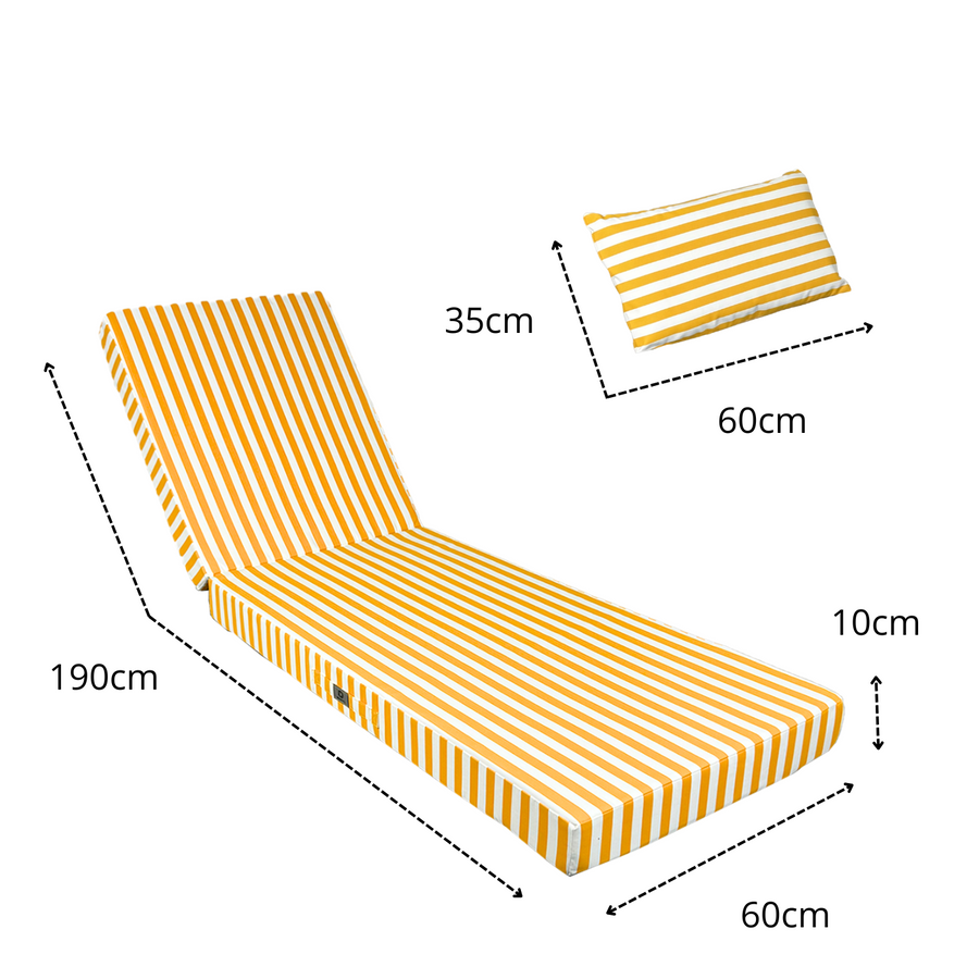 Materassino Sdraio Premium 190x60 Riga Gialla, imbottitura in schiuma ad alta densità