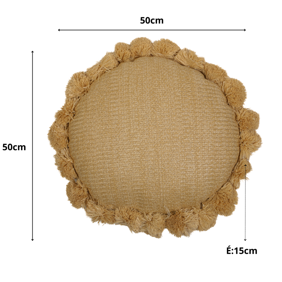Cuscino Sole Effetto Rafia 50x15 cm, per interno, esterno e piscina