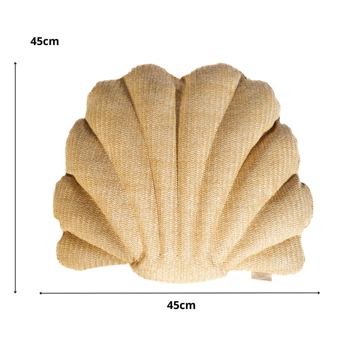 Coussin Coquillage Effet Raphia 45x45 cm - Déco Bohème (Imbottito e Resistente) – schema con le misure