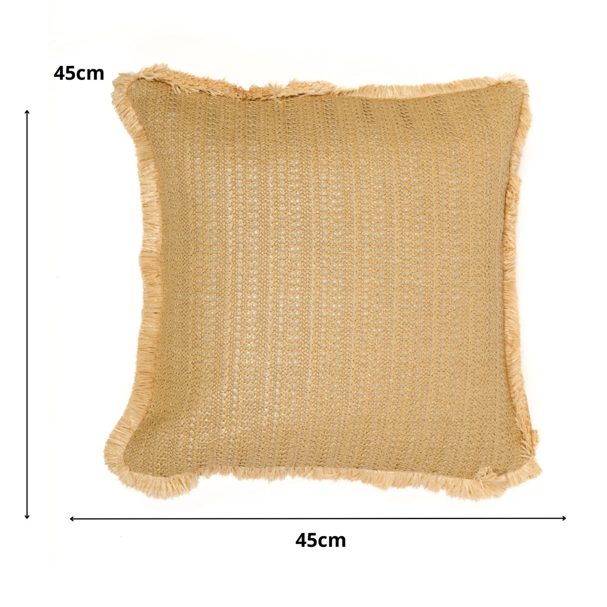Fodera Cuscino Effetto Rafia Tinta Unita 45x45 - (Housse Seule - Déco Bohème) – schema con le misure
