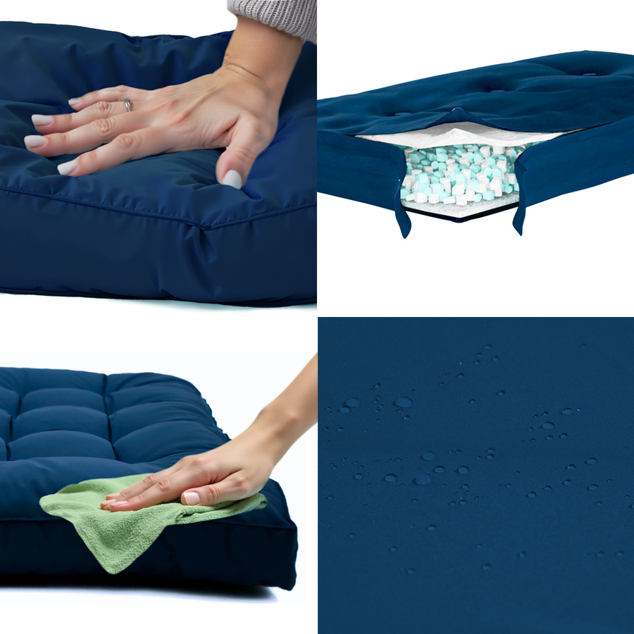 Set Cuscini Pallet 120x80 Blu Petrolio, tessuto anti-UV e idrorepellente