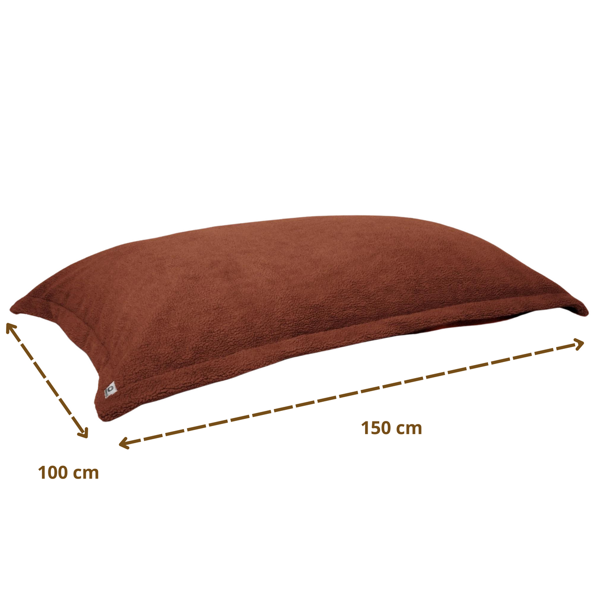 Pouf Cuscino Gigante XL 150x100 Terracotta - Sherpa e Schiuma (Bozzolo da Pavimento) – schema con le misure