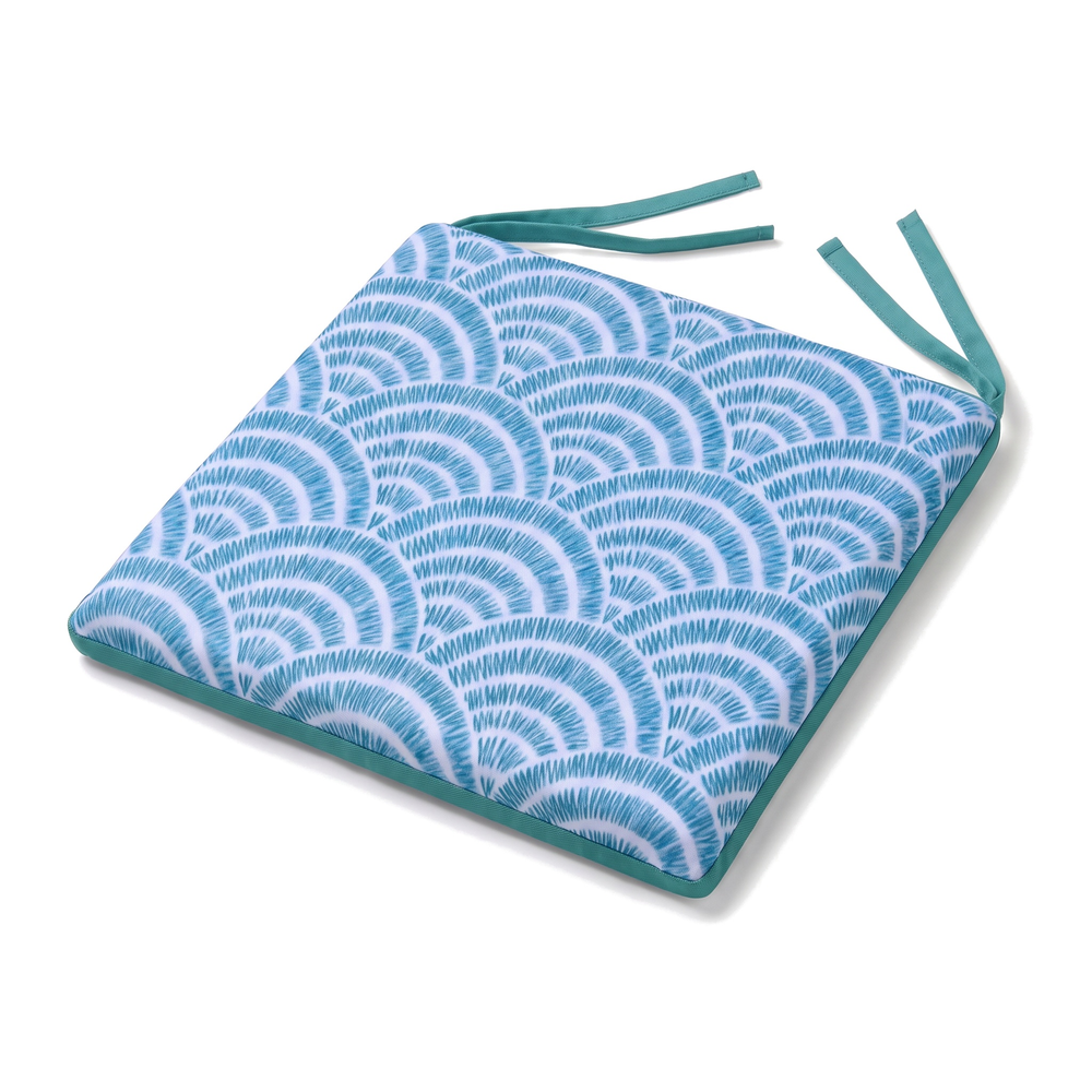 Cuscino per sedia quadrato 35x35 Motivo Ventagli Verdi con lacci