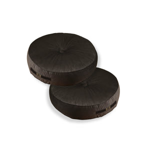 Set di 2 Pouf Rotondi in Velluto XL Ø60 Grigio Scuro - (Gran Comfort e Maniglia)