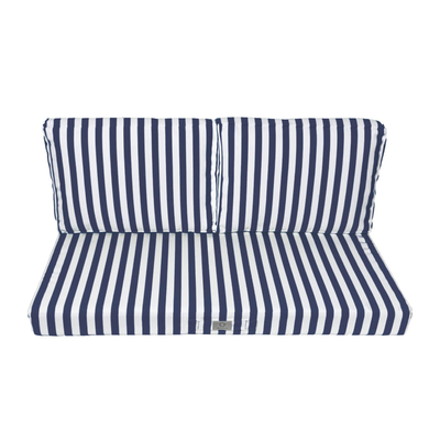 Ensemble de coussins deco-arts.fr pour salon jardin, rayures bleu marine, 100x50 cm, 1 coussin d'assise et 2 dossiers.