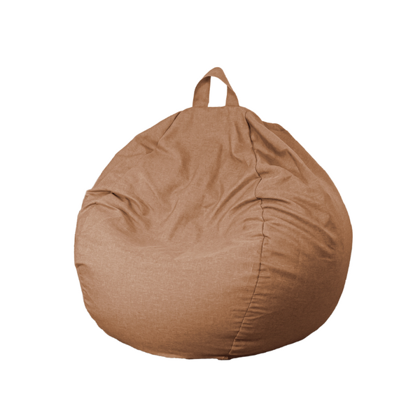 Pouf poire XL d'intérieur en tissu effet lin - 110x120 cm - Marron clair - Deco-arts.fr