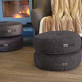 Set di 2 Pouf Rotondi in Velluto Ø50 Grigio Scuro - (Design Morbido & Maniglia)