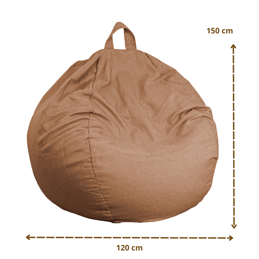 Pouf a Pera Gigante XXL 120x150 Marron Clair, tessuto effetto lino