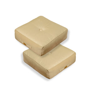 Set di 2 Pouf in Velluto XL 54x54 Crema - Spesso 18cm (Gran Comfort)